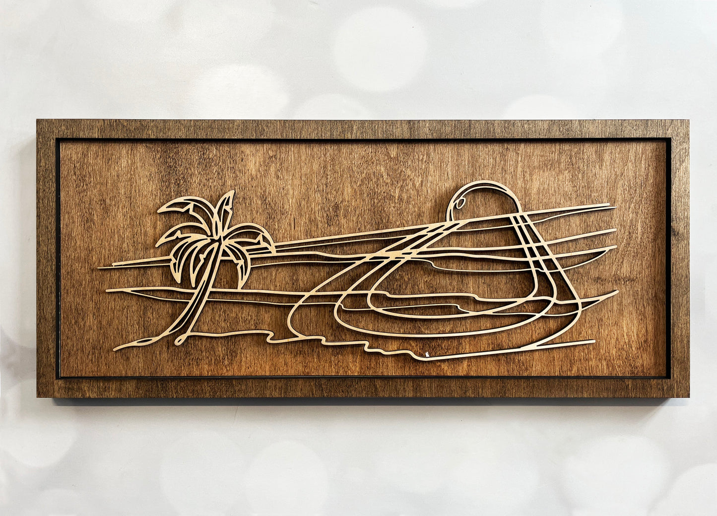 Beach Doodle Wall Art – Minimalist Wooden Coastal Decor
