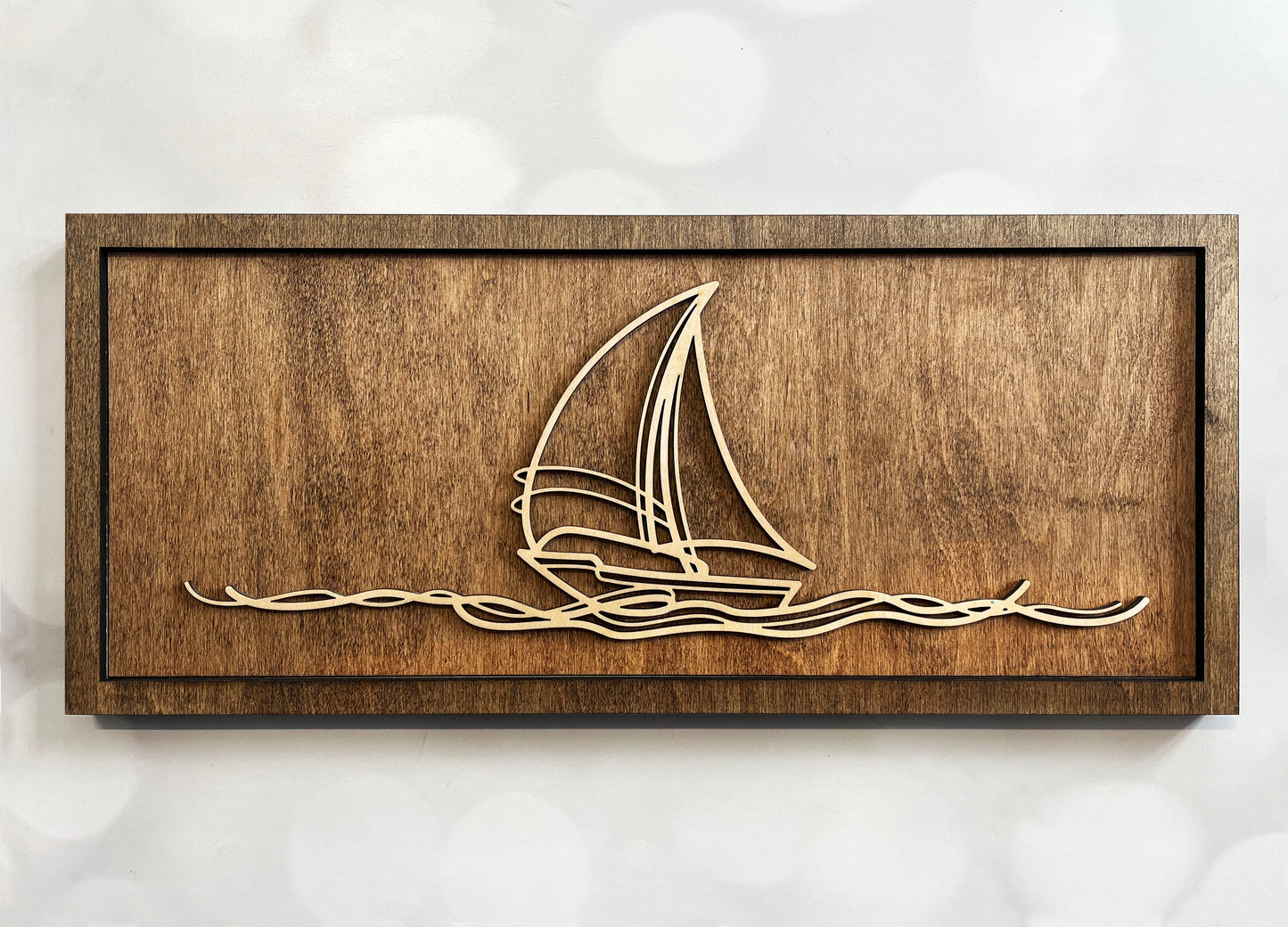 Beach Doodle Wall Art – Minimalist Wooden Coastal Decor