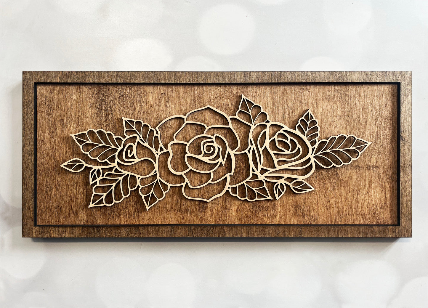 Floral Line Art – Minimalist Wooden Wall Art