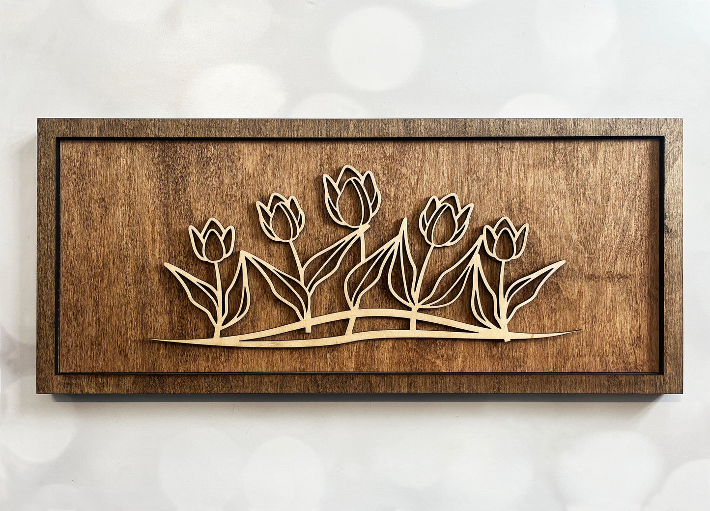 Floral Line Art – Minimalist Wooden Wall Art
