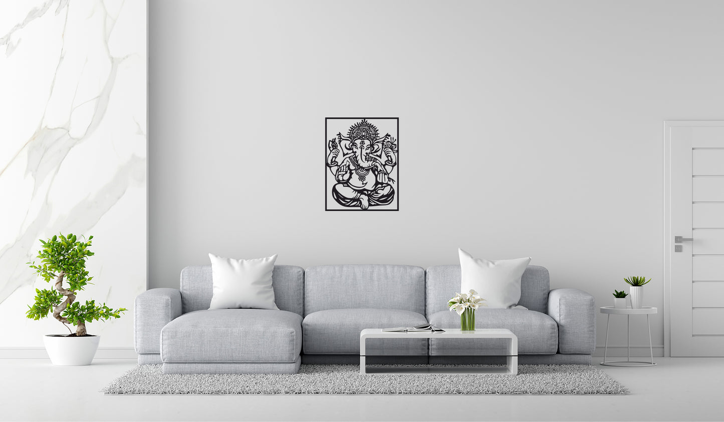 Framed Lord Ganesha Wall Art – Laser Cut Wooden Decor