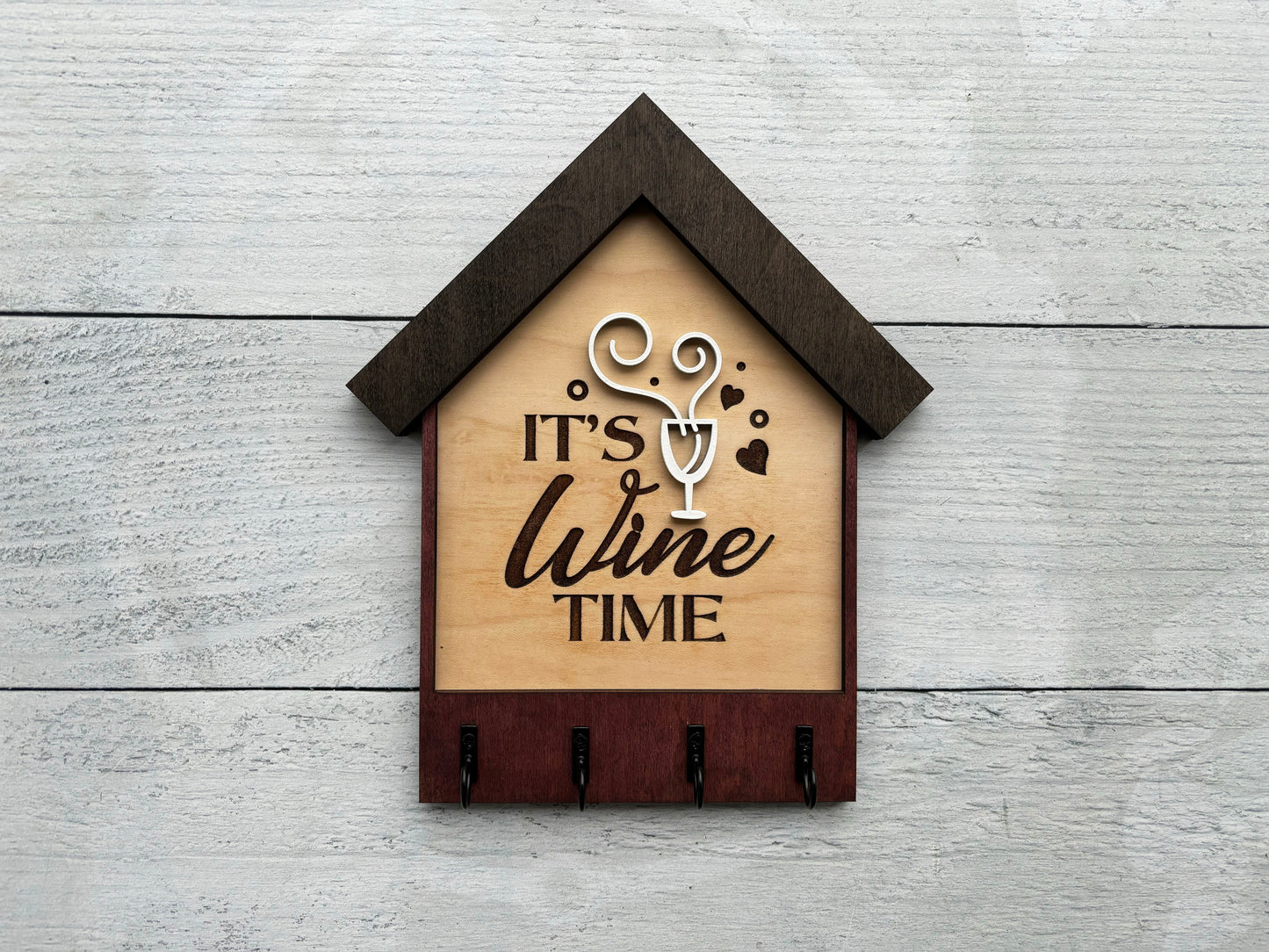 It’s Wine Time – Wooden Key Holder for Wine Lovers
