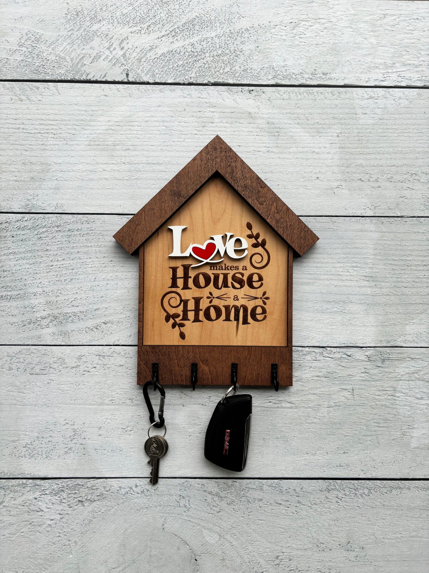 Love Makes a House a Home – Rustic Wooden Key Holder
