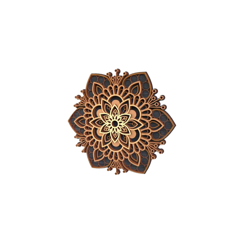 Sacred Bloom Mandala – 3D Layered Wooden Wall Art