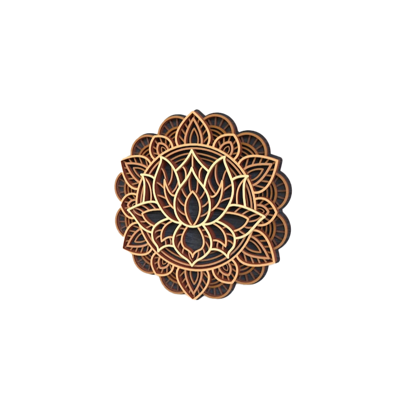 Lotus Harmony Mandala – Layered Wooden Wall Art