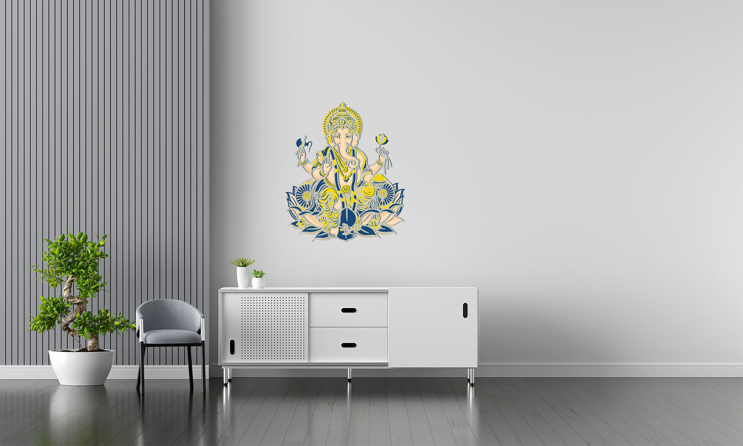 5-Layer Ganesha on Lotus – Laser-Cut Wooden Wall Art