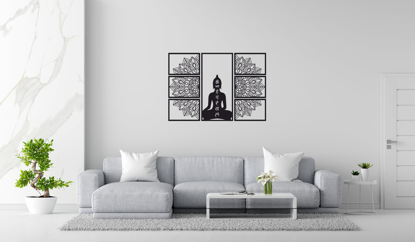 Meditative Yoga Mandala Wall Art – 3 Panel Laser Cut Design