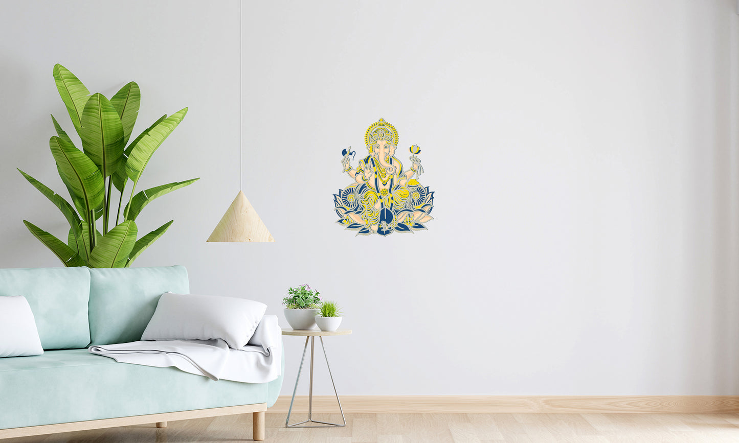 5-Layer Ganesha on Lotus – Laser-Cut Wooden Wall Art