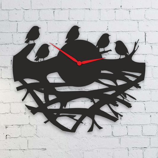 Birds on Branch Wall Clock – Nature-Inspired Laser-Cut Wooden Design