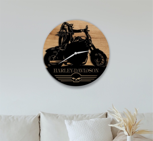 Motorcycle Rider Wall Clock – Laser-Cut Harley-Inspired Design