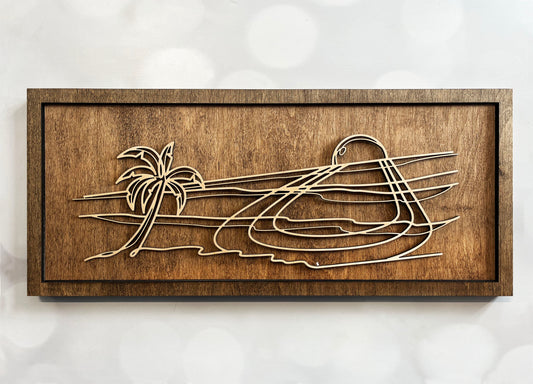 Beach Doodle Wall Art – Minimalist Wooden  Coastal Decor