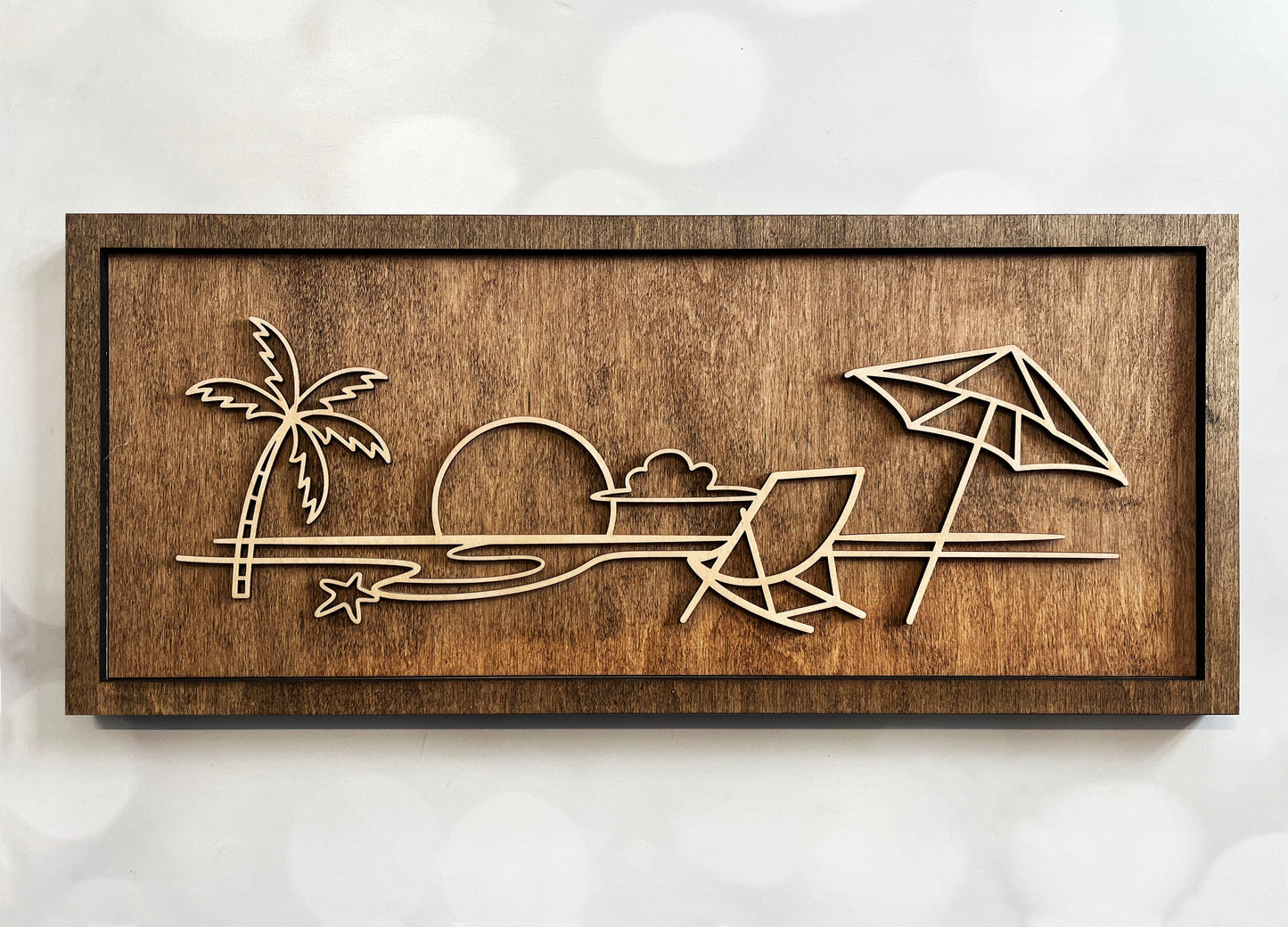 Beach Wave Line Art Wall Decor – Laser Cut Wooden Art | SoulEtch