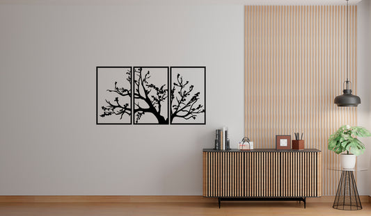 Big Tree 3-Panel Wall Art with Birds