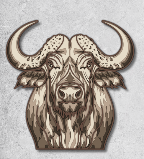5-Layer Laser Cut Buffalo Wall Art – Rustic Animal Decor