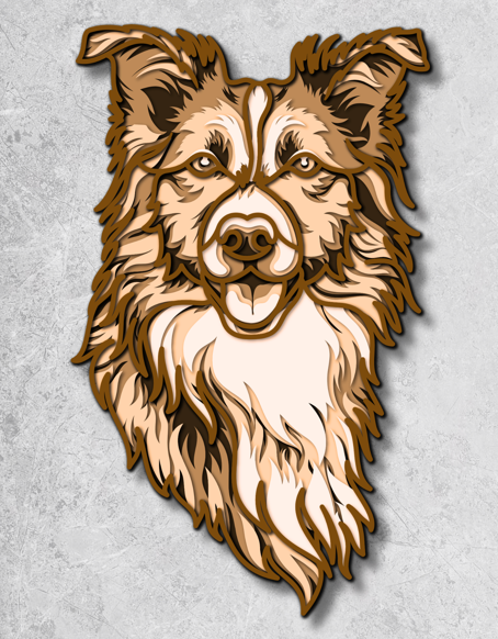 5-Layer Border Collie Laser Cut Wall Art – Dog Lover Gift