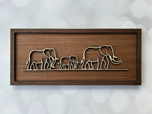 Elephant Family Line Art Wall Art – Soul Etch