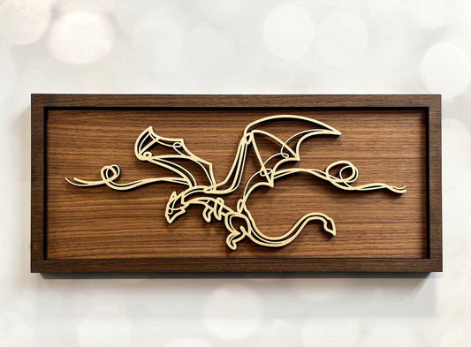 Fantasy Doodle Wall Art – Whimsical Wooden Line Art