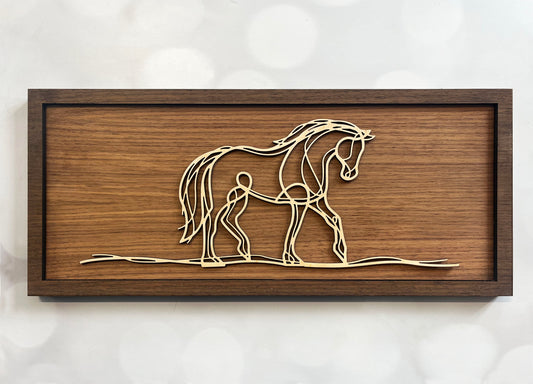 Farm doodle Line Art – Minimalist Wooden Wall Decor