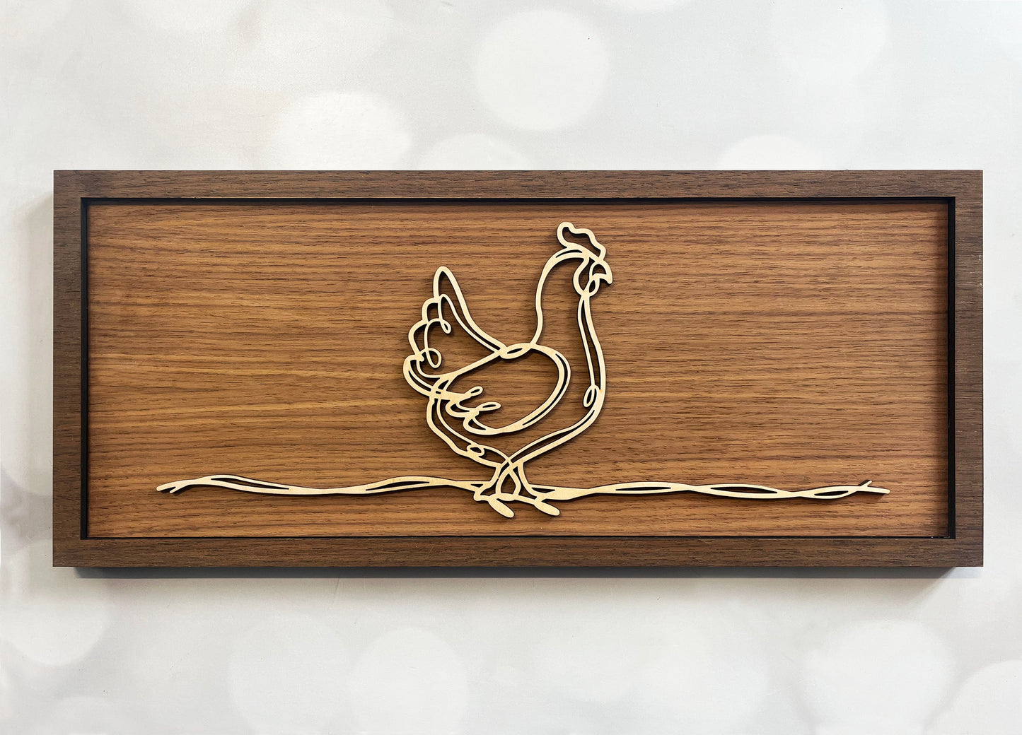 Farm doodle Line Art – Minimalist Wooden Wall Decor