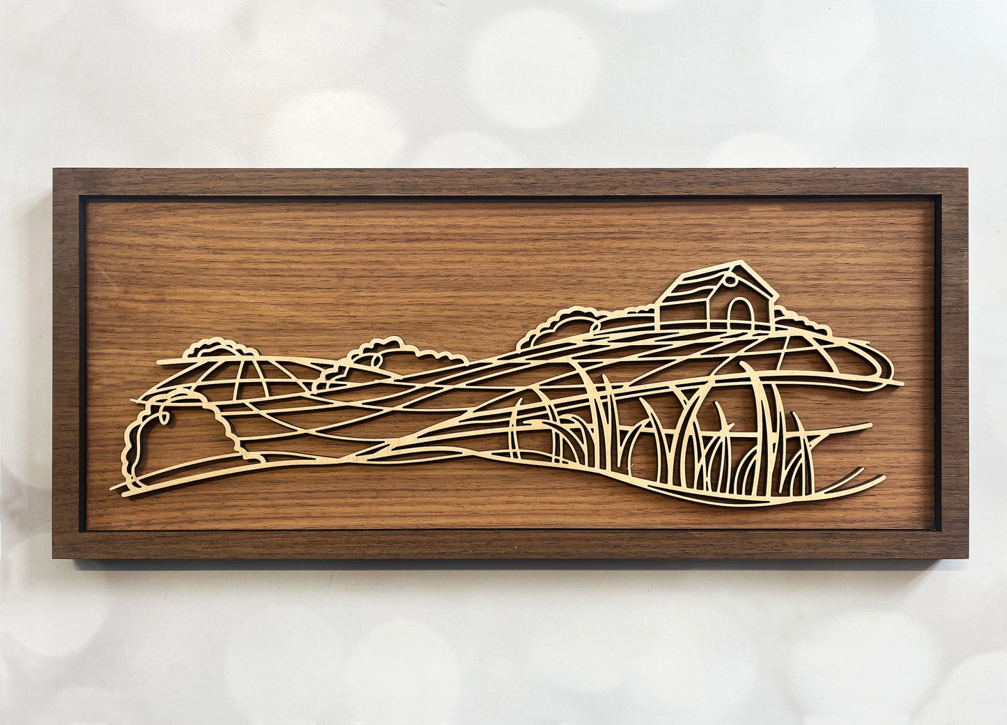 Farm doodle Line Art – Minimalist Wooden Wall Decor