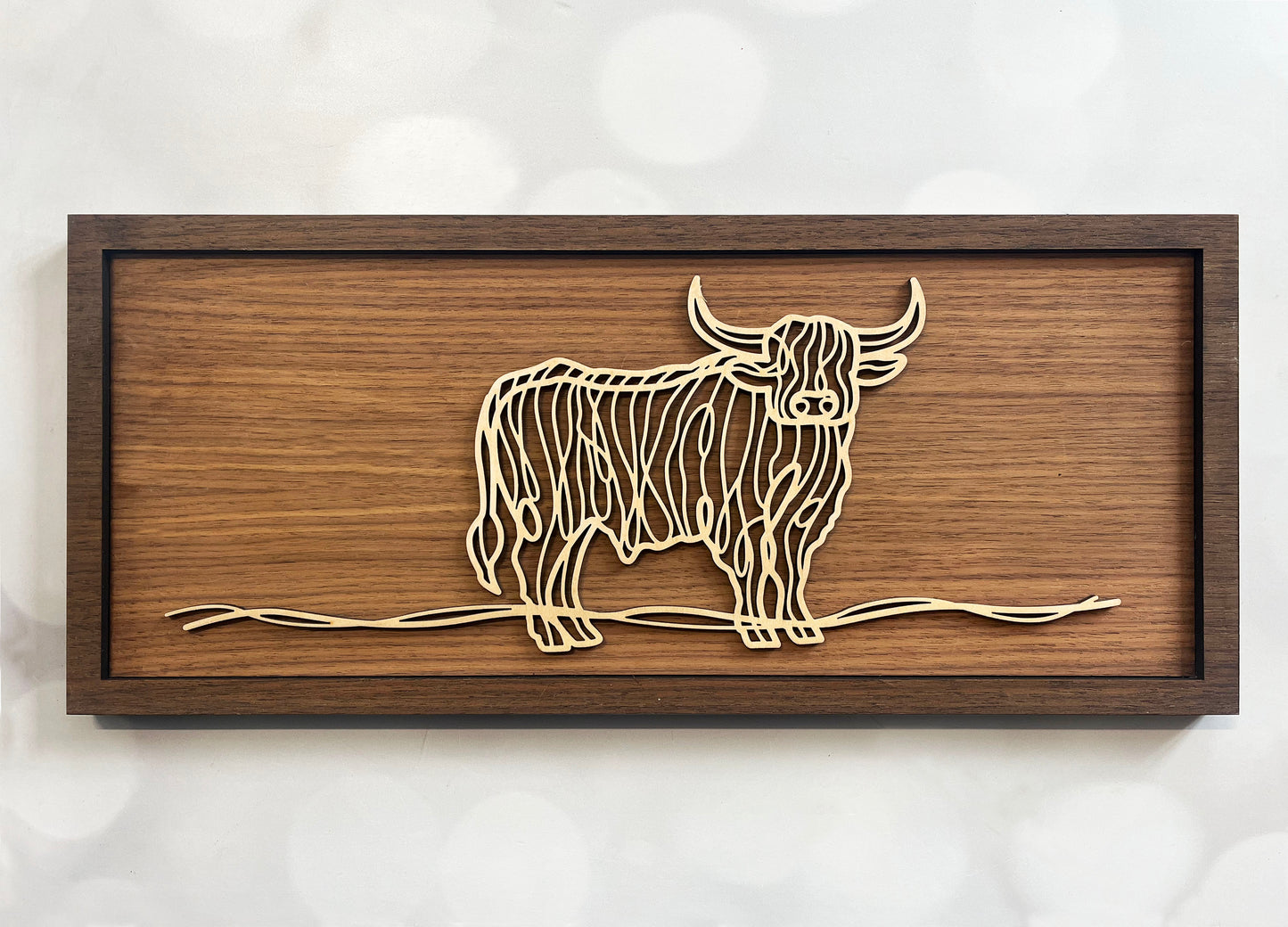 Farm doodle Line Art – Minimalist Wooden Wall Decor
