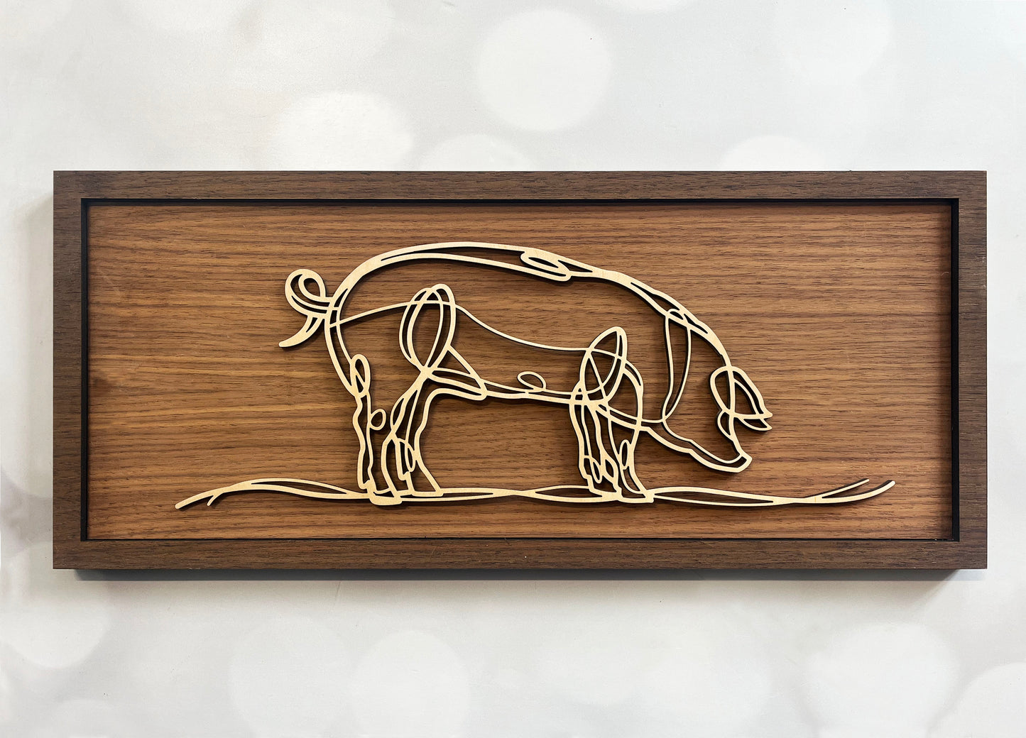 Farm doodle Line Art – Minimalist Wooden Wall Decor