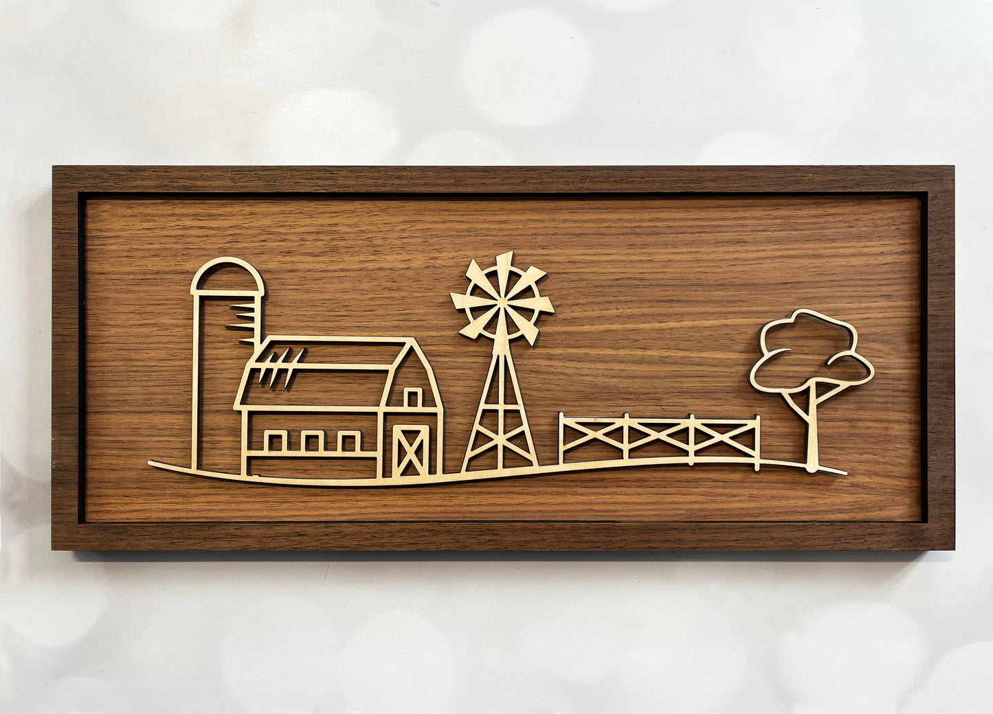 Farm Line Art – Minimalist Wooden Wall Decor