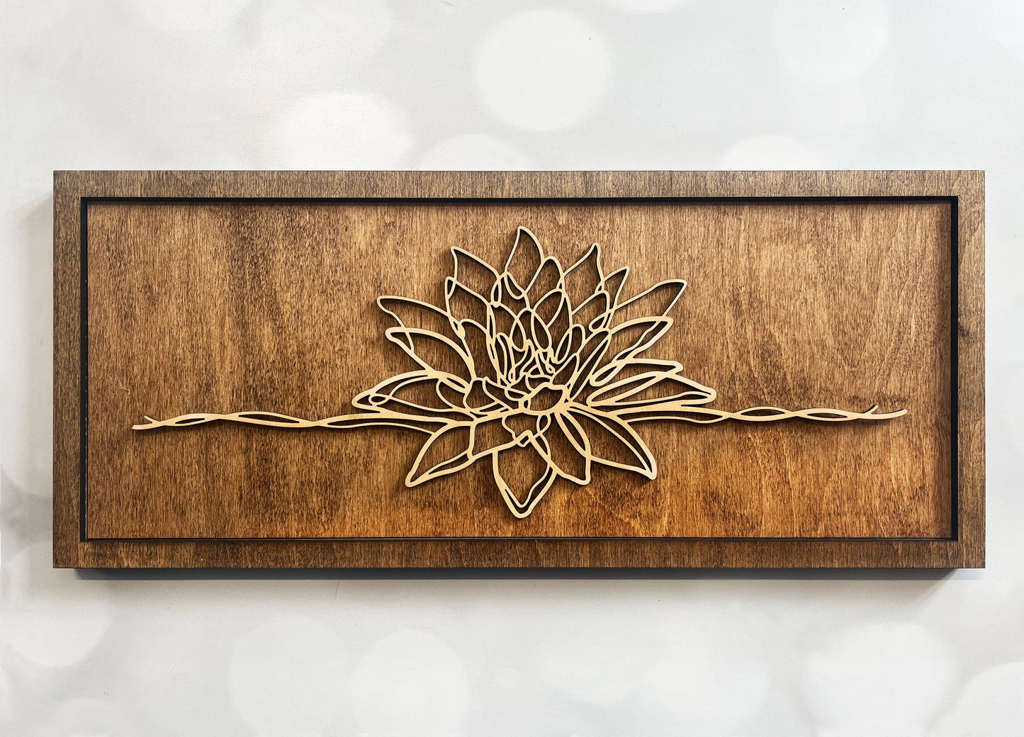 Floral Doodle Line Art – Minimalist Wooden Wall Art