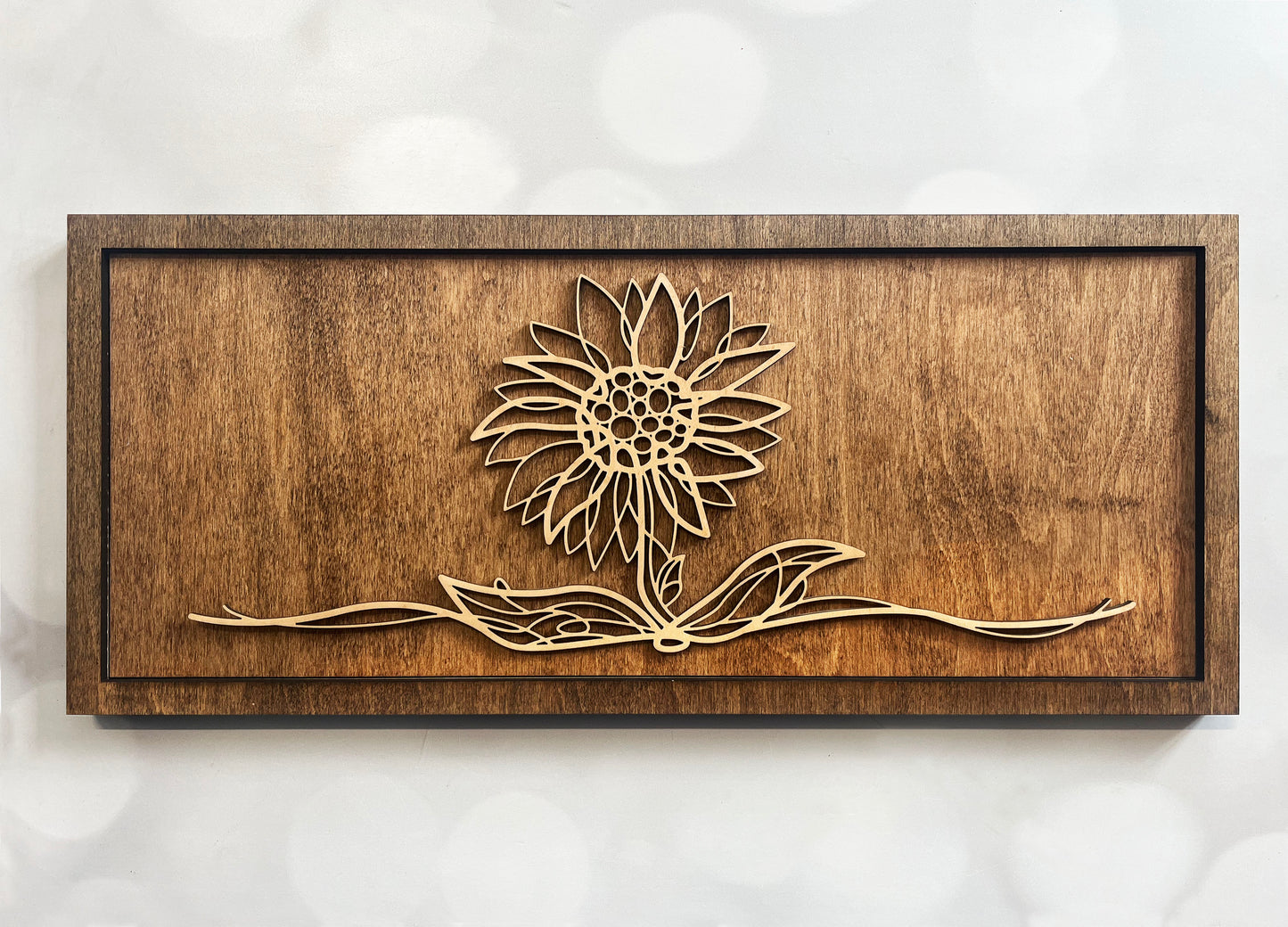 Floral Doodle Line Art – Minimalist Wooden Wall Art