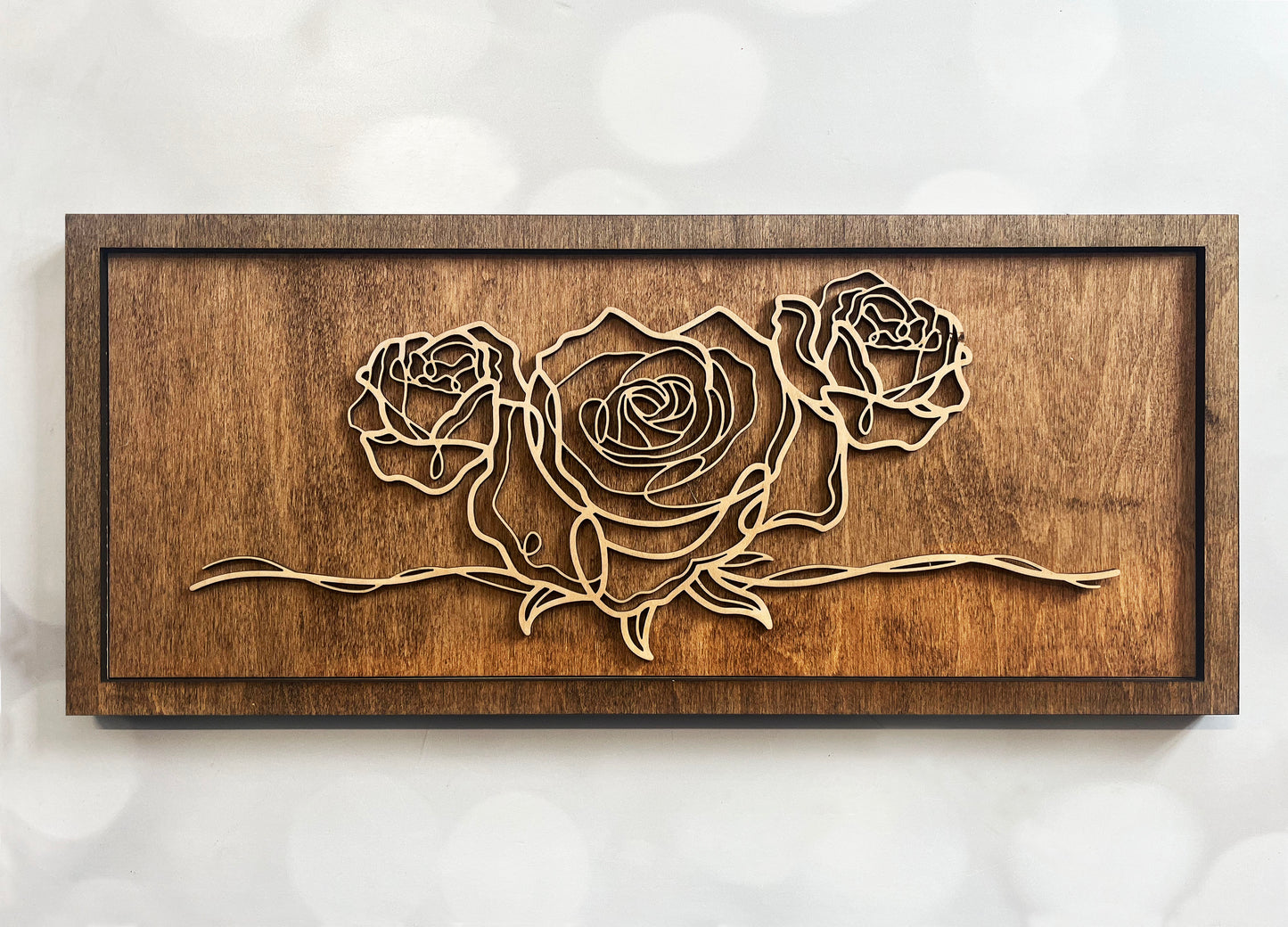 Floral Doodle Line Art – Minimalist Wooden Wall Art