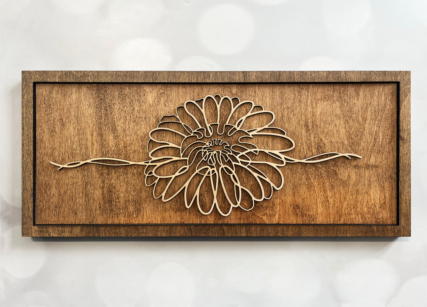 Floral Doodle Line Art – Minimalist Wooden Wall Art