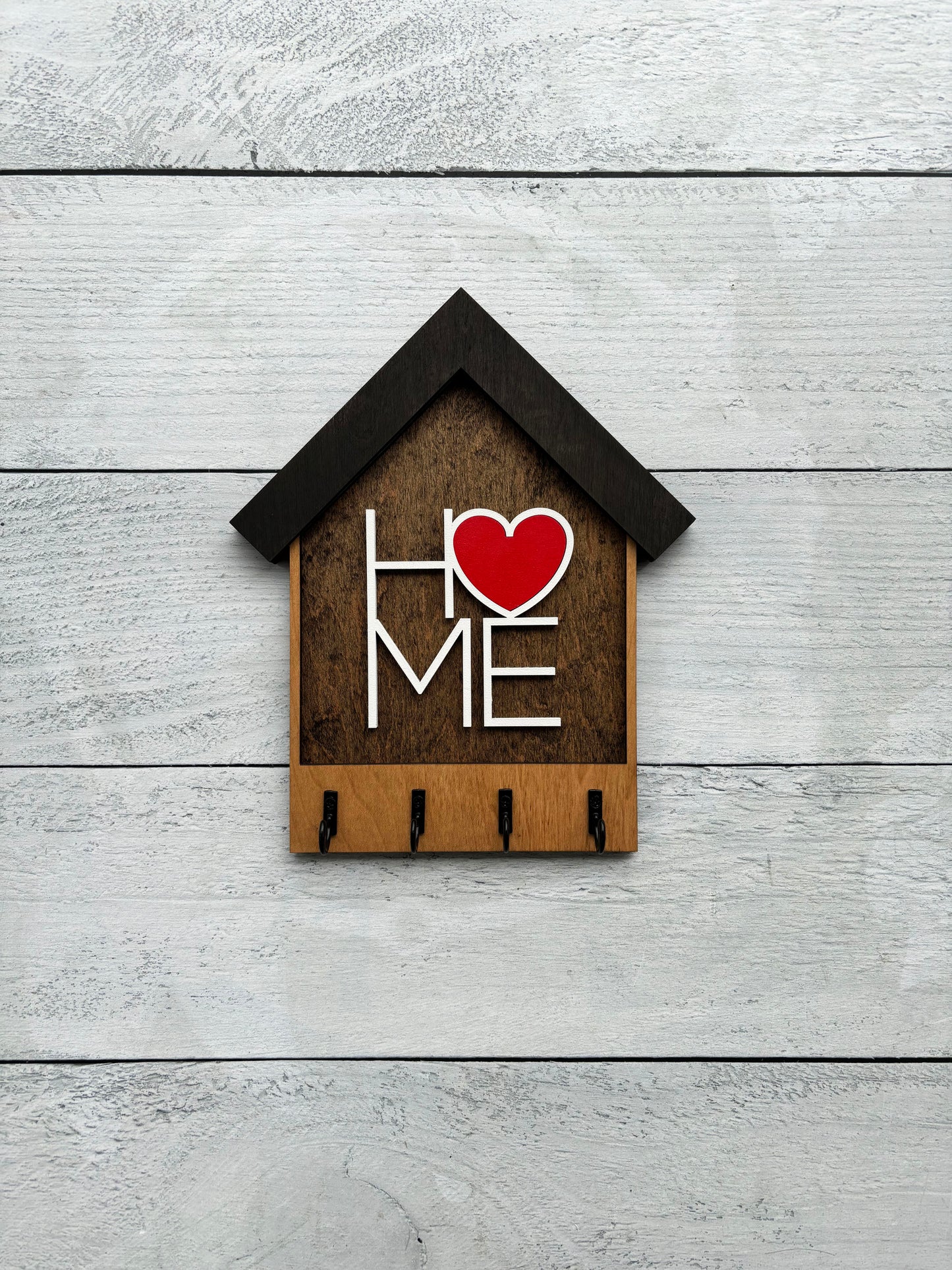 Laser Cut "Home" Key Holder with Heart Design