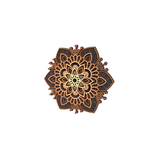 Sacred Bloom Mandala – 3D Layered Wooden Wall Art