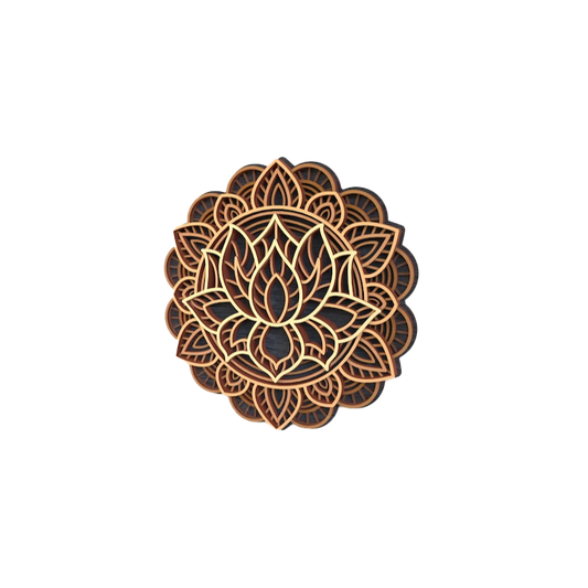 Lotus Harmony Mandala – Layered Wooden Wall Art