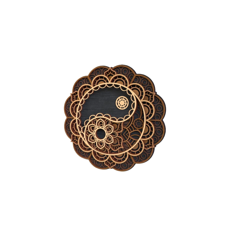 Yin Yang Balance Mandala – Layered Wooden Wall Art