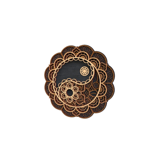 Yin Yang Balance Mandala – Layered Wooden Wall Art