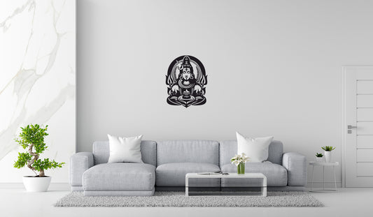 Shiva with Trishul & Lotus Wall Art – Laser Cut Wooden Decor
