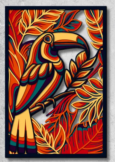 5-Layer Tropical Toucan Wall Art – Vibrant Jungle Decor