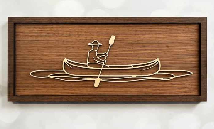 Kayaker Line Art – Minimalist Wooden Wall Art | Soul Etch NZ