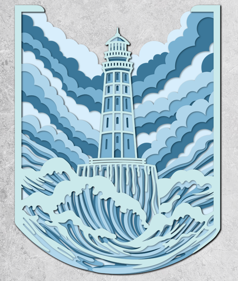 5-Layer Lighthouse Laser Cut Wall Art – Nautical Ocean Decor
