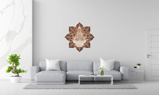 Buddha Lotus Mandala Wall Art – Laser Cut 3D Buddha Design | Spiritual Wall Decor NZ