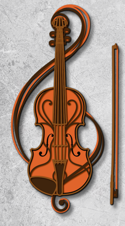 Laser-Cut Violin & Treble Clef Wall Art – 3D Layered Music Decor